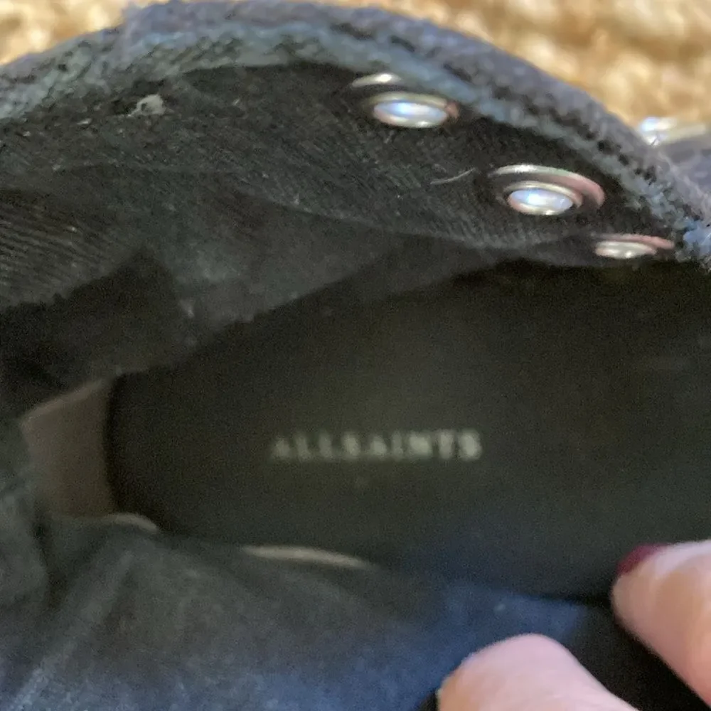 All Saints Womens Elena‎ Stamp High Top Sneaker Size 37  6.5 Black White